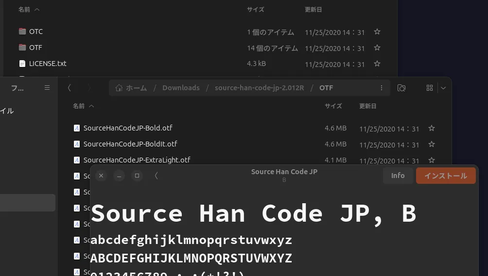 フォントのインストール